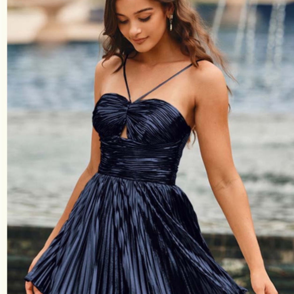 Chic Mini Semi Formal Navy Dress